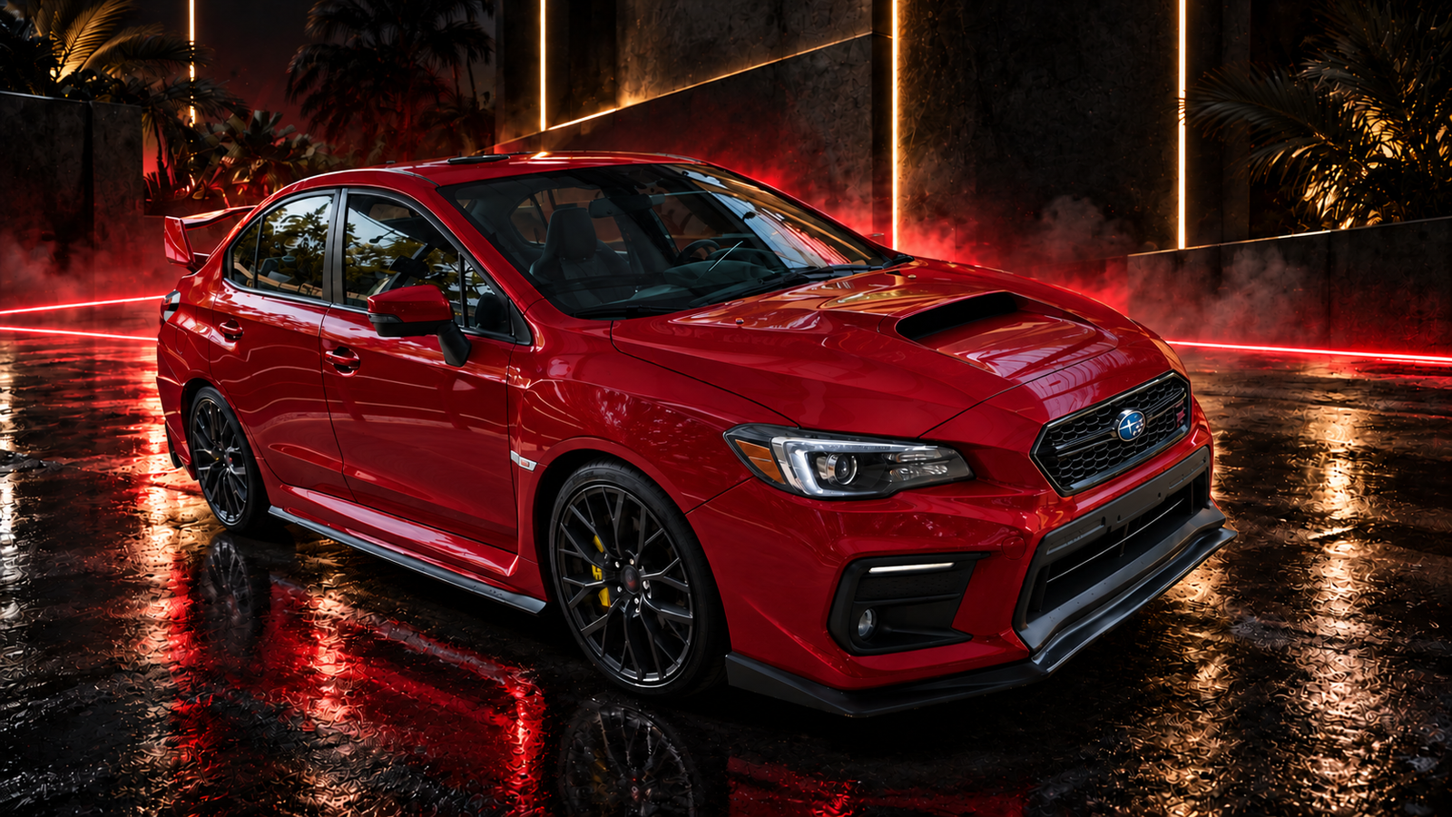 Subaru STI 2018 rojo, vista promocional principal